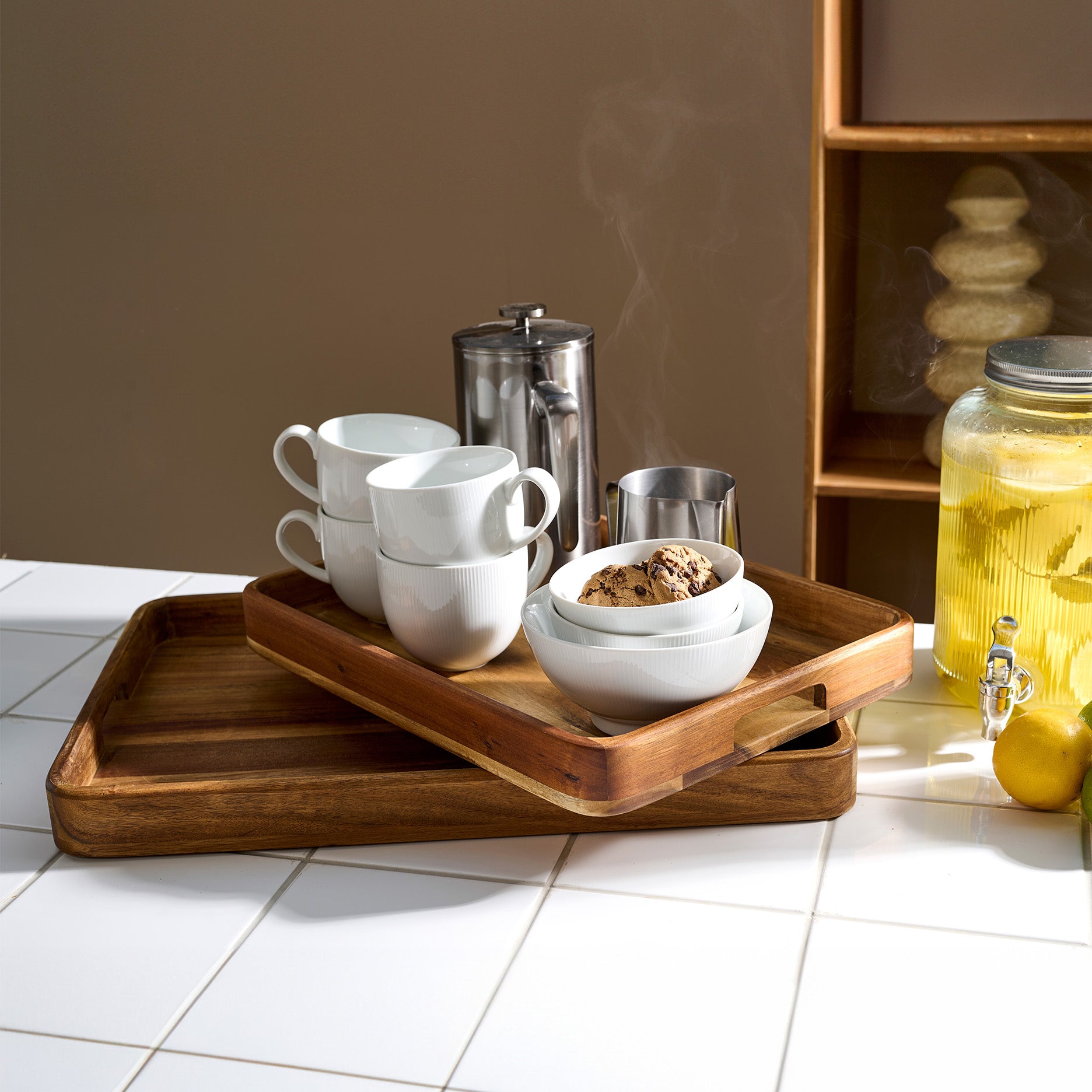 Auri akacie bakke m. håndtag